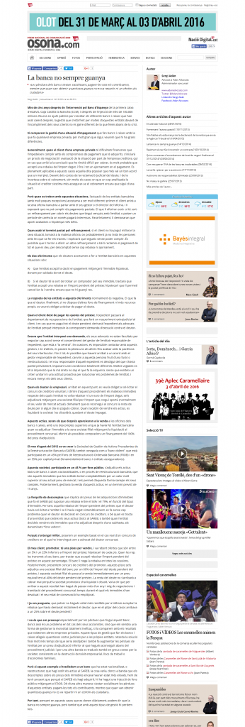Captura articulo banca no sempre guanya